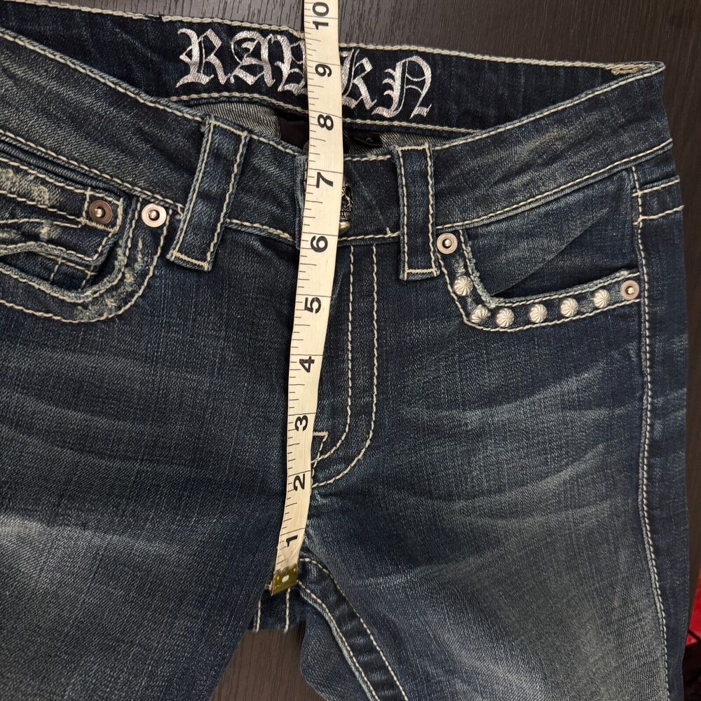 Rawkn Y2K Jeans Women 26 Hamsa Hand Swarovski Crystal Rhinestone KeyCloset Denim - Picture 15 of 16